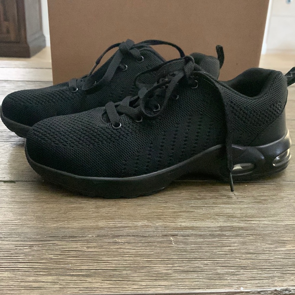 Black Steel Toe Sneakers ~ Women’s Size 8